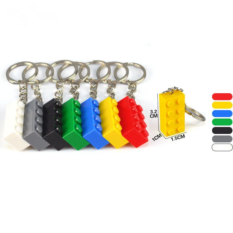 10-20Pcs/Lot Colorful Brick 2x4 2x2 Heart-shaped Key Chain Building Block Toys For Kids Gift Compatible with MOC Brick Keychain