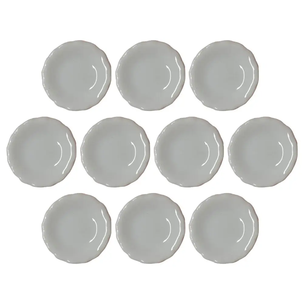 

Набор из 10 керамических миниатюрных декоративных тарелок для кукольного домика, круглая посуда, реквизит для сцен, аксессуары для кухни и дома, декор для мини-домиков