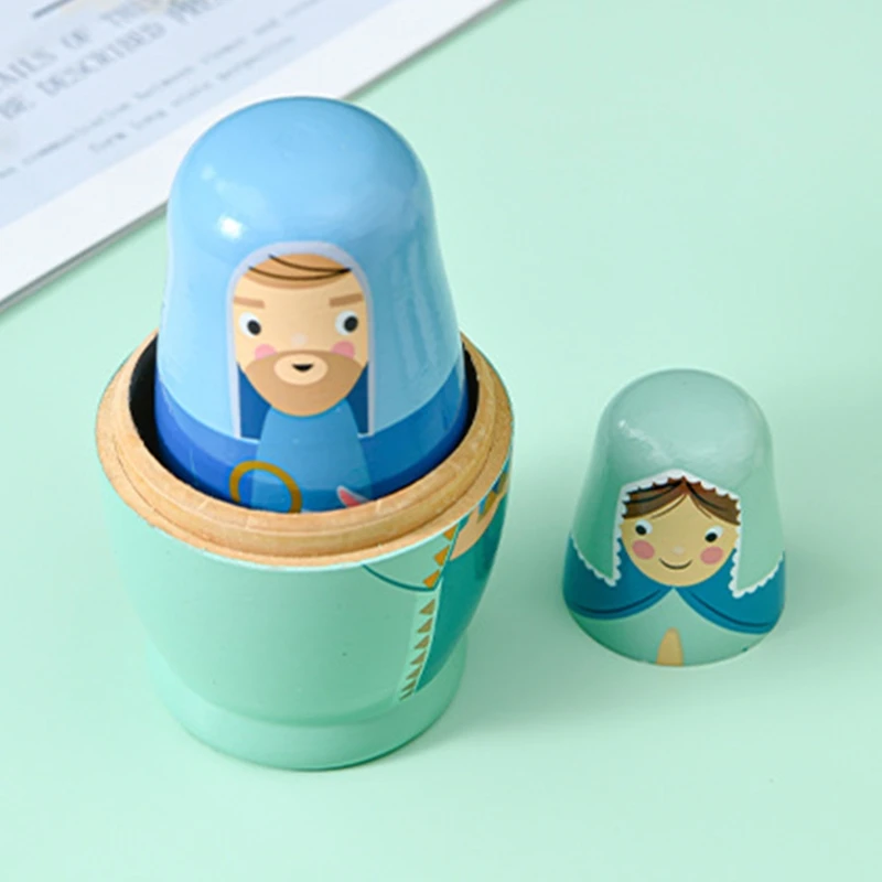 HUYU Tương tác cho trẻ Đồ dùng vui chơi King Matryoshka Gỗ động cho Dol
