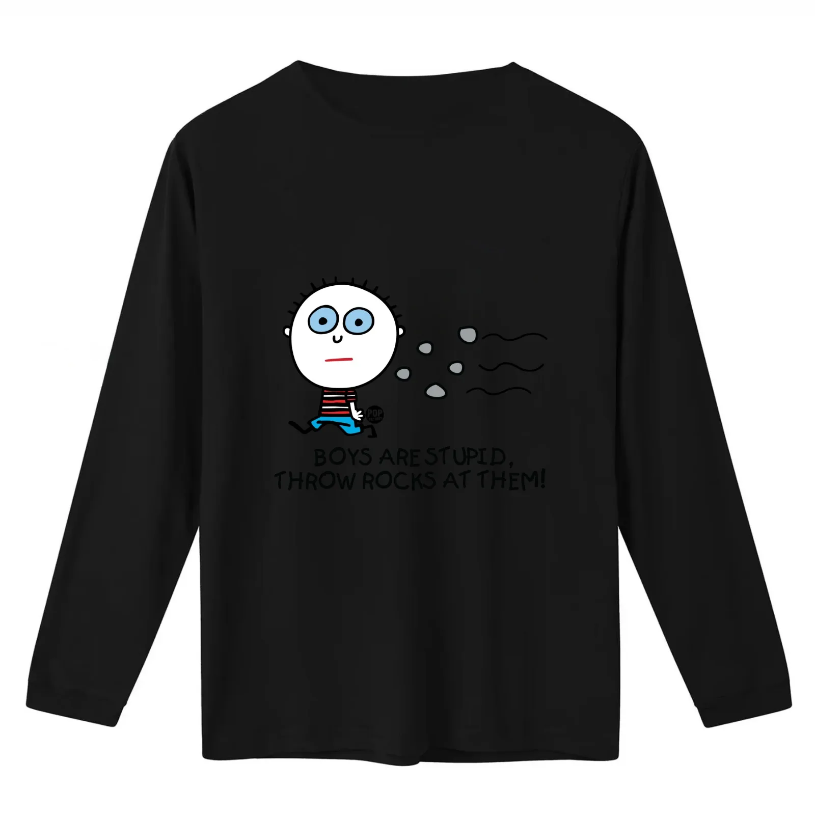 Boys are stupid - Throw rocks at them T-Shirt Summer Casual Cotton Tee Oversized Streetwear Tops Vintage Graphic Print