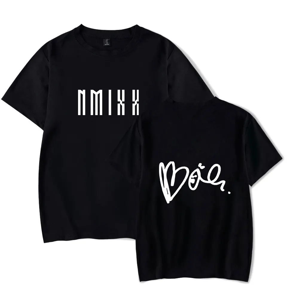 NMIXX T-shirt boy girl LILY HAEWON SULLYOON BAE JIWOO KYUJIN Signature T Shirt  Loose Women Men Short Sleeve Y2k Tee For Fans