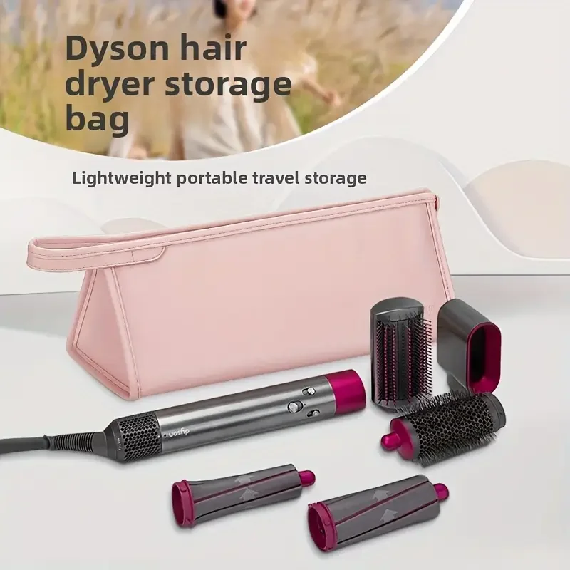 Waterproof Portable Hair Dryer Storage Bag PU Odorless Travel Case for Dyson and Levin Curling Iron for Travel Home Use