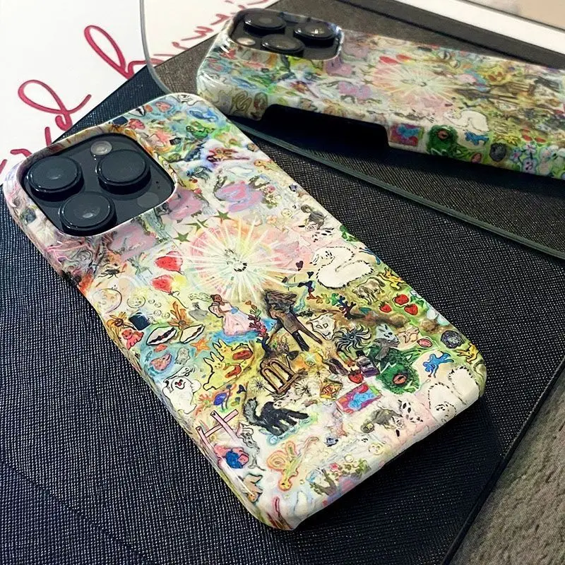 Europe and America Oil Painting Phone Case for iPhone 16 15 14 13 12 11 Pro Max XS XR XSMax 6 7 8 Plus Glossy HD Hard PC Cover