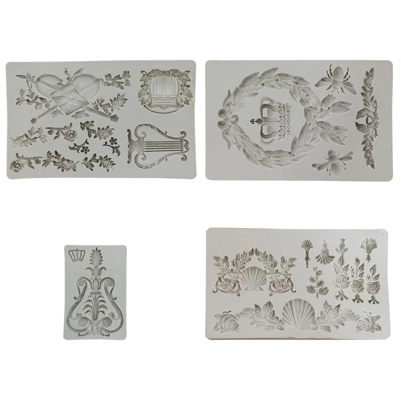 

Silicone Chocolate Mold Vintage Embossed Pattern Mold Xmas Birthday Party Cake Decoration Cupcake Baking Kitchen Tool