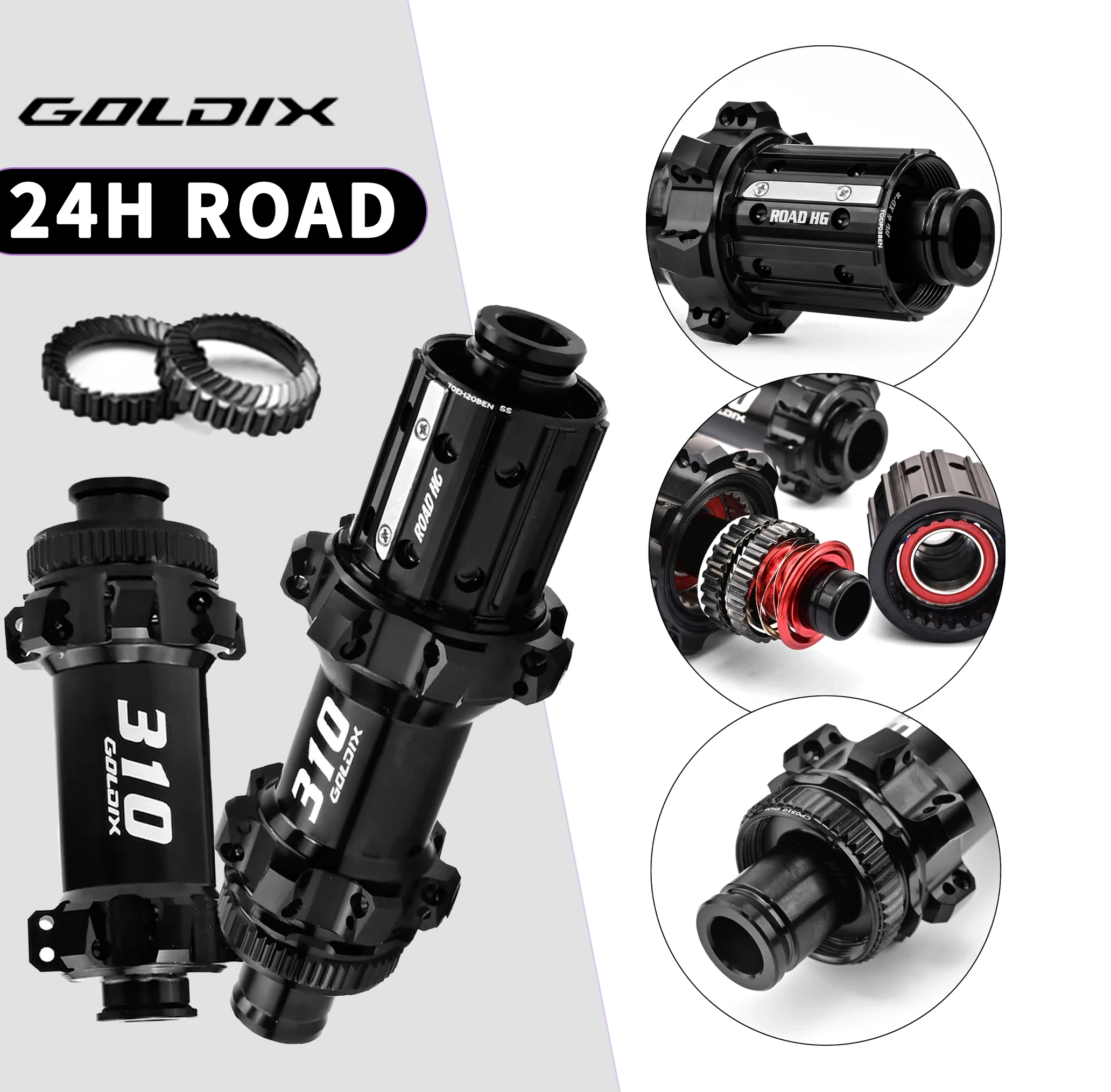 

GOLDIX R310 24H Road Hub 36T Ratchet Straight Pull Centerlock HG XDR Micro Spline Front 12x100 Rear 10x135 12x142 for SHIMANO