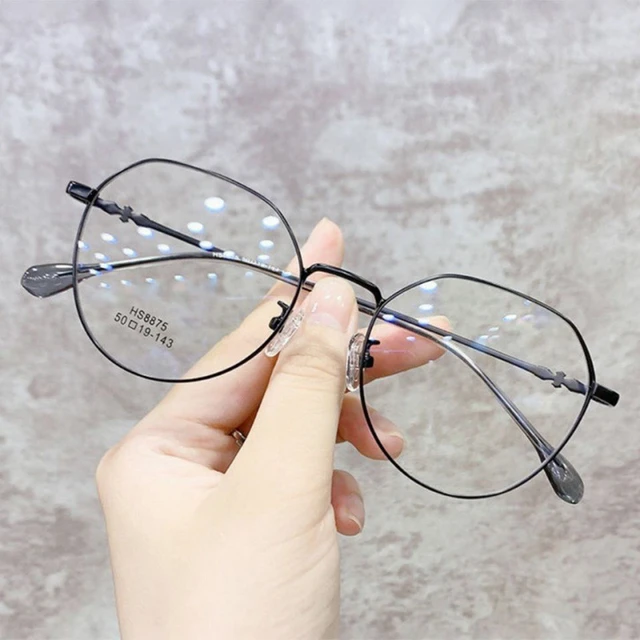 Korean Fashion Anti Blue Light Round Glasses Ultra Light Metal Frame Ant Fatigue Women Vintage Eye Protection Plain Spectacles