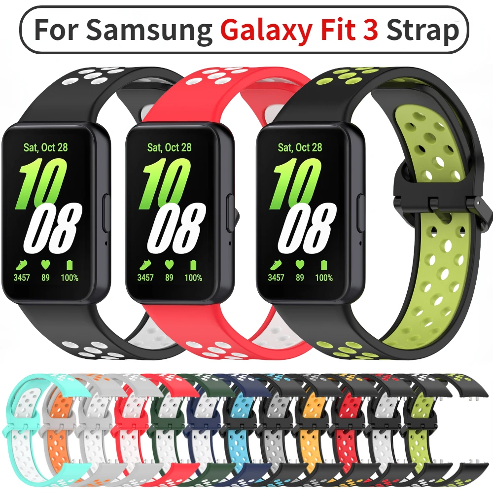 Two-color Silicone Strap for Samsung Galaxy Fit 3 Sport Breathable Replaceable Wristband for Samsung Galaxy Fit 3 Bracelet Belt