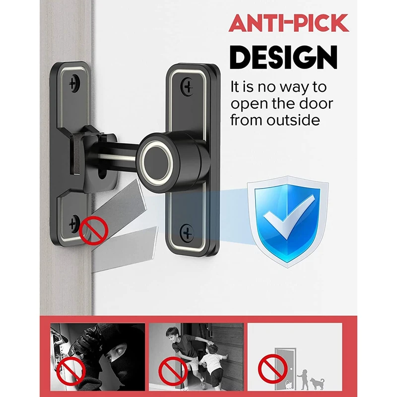 Heavy Duty Gate Latches 90 Degree Right Angle Barn Door Lock Anti-Theft Sliding Door Lock Latch For Garden