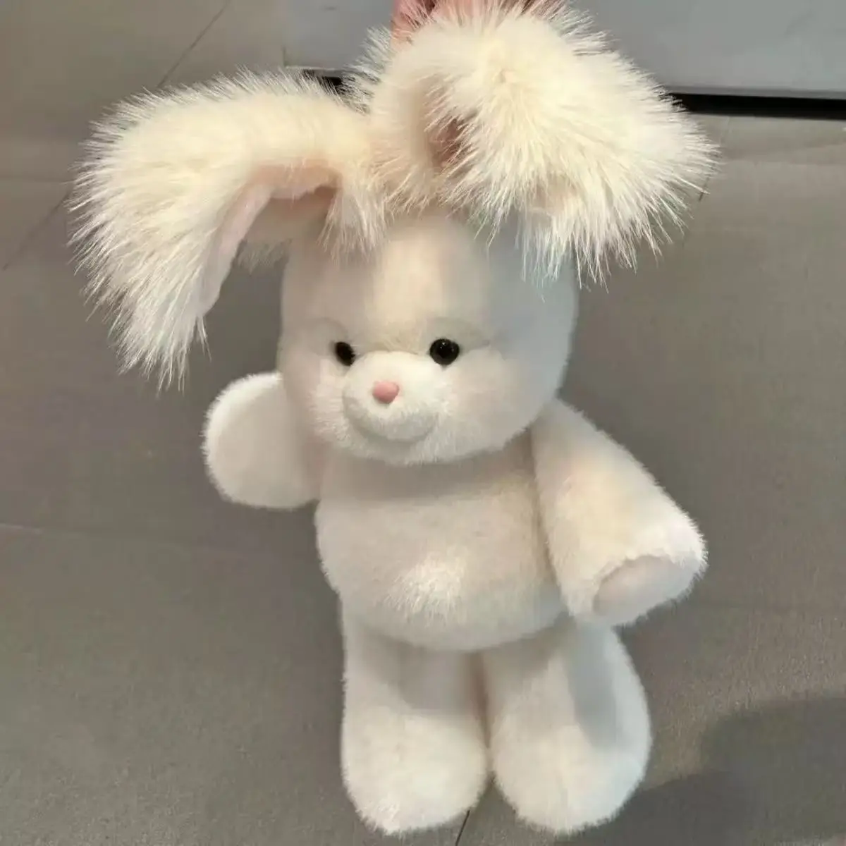 Forest Running Bunny Stuffed Plush Doll, Fluffy Rabbit Plush Toy with Gradient Furry Large Ears, Soft Cuddly Animal Plushie,