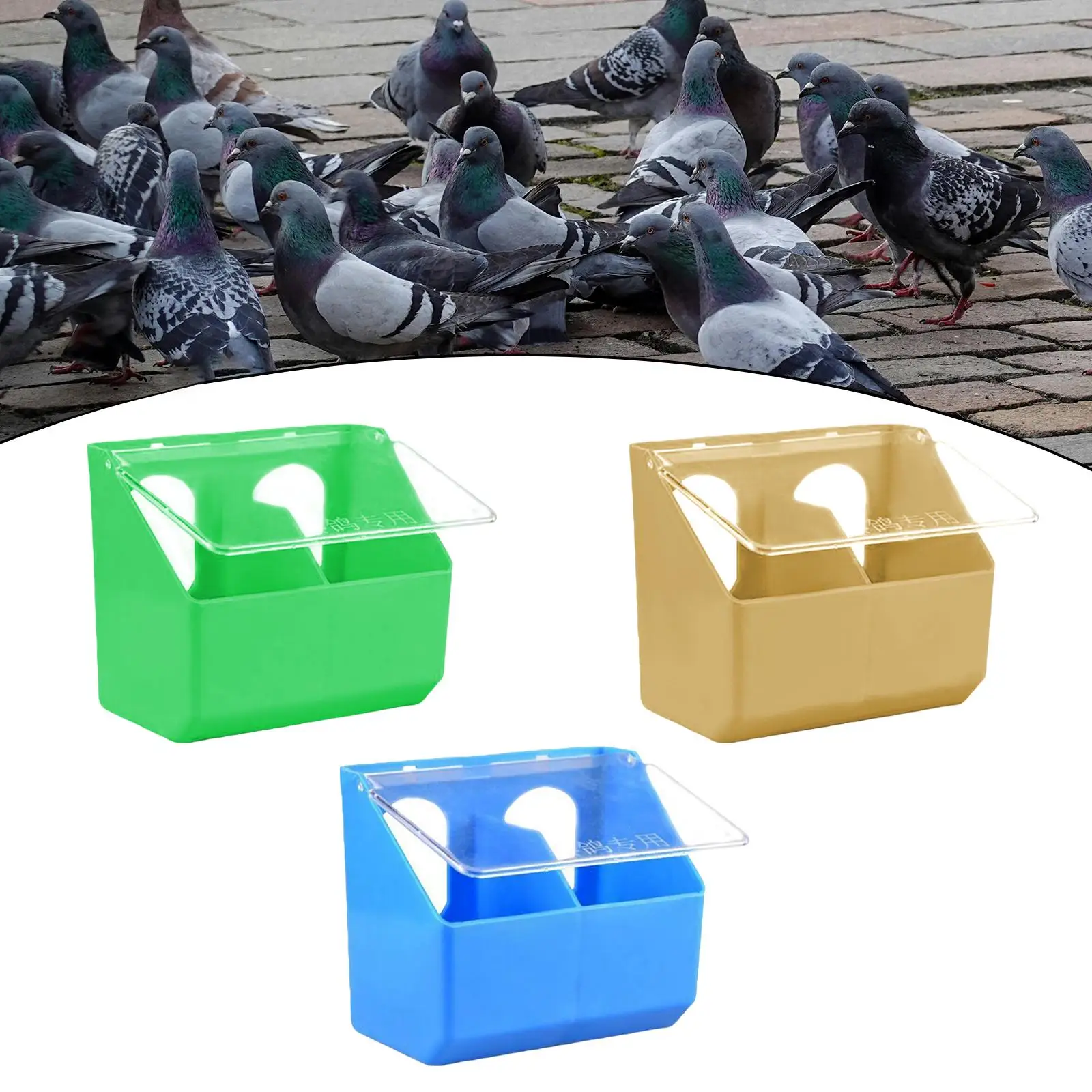 Hanging Box Pigeon Feeder Heavy Duty Two Hole Dove Bird Feeding Case Food Feeder for Pigeons Canaries Chickens Budgie Ducks