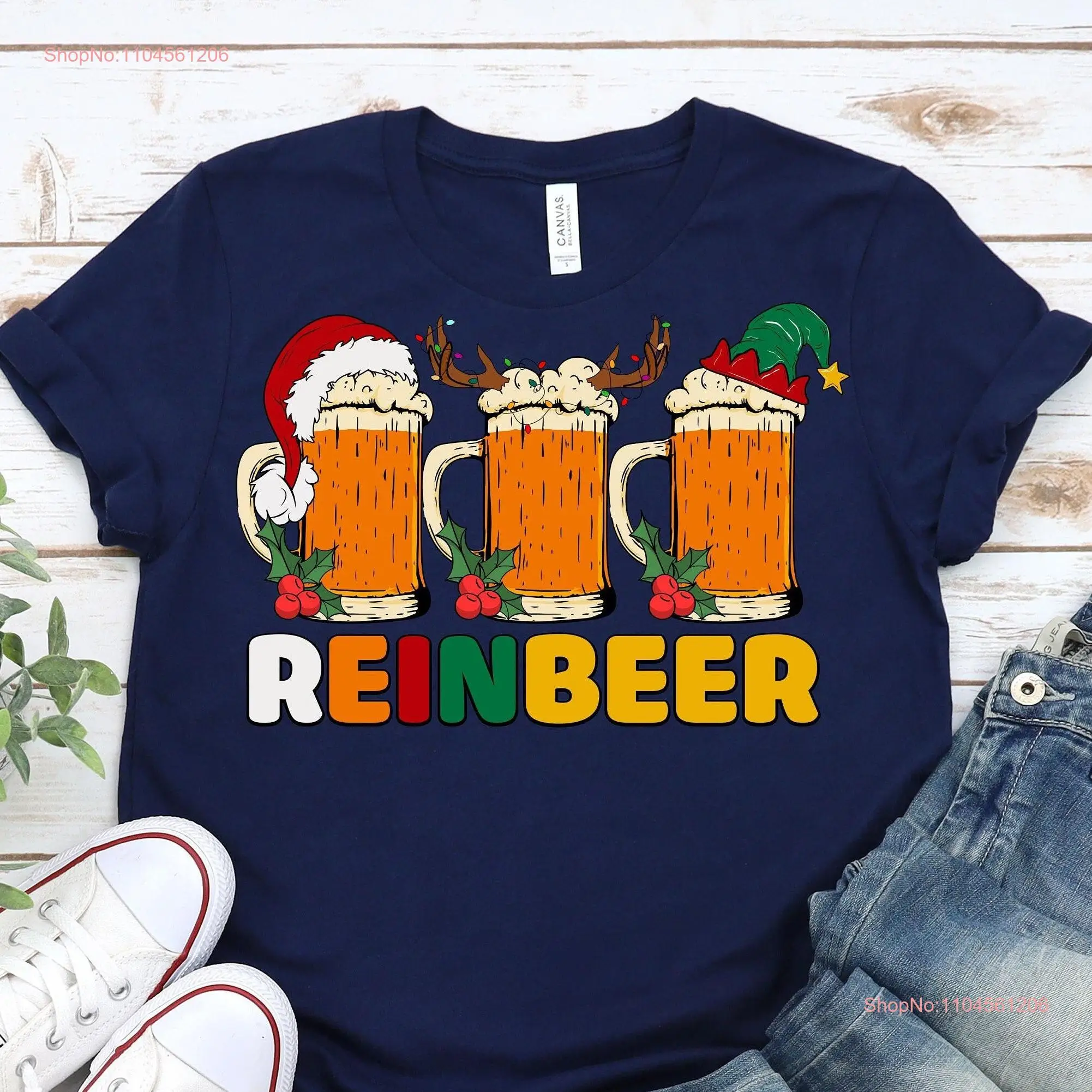 

Футболка Rainbeer, рождественские семейные праздники, одинаковые пивные с длинными или короткими рукавами