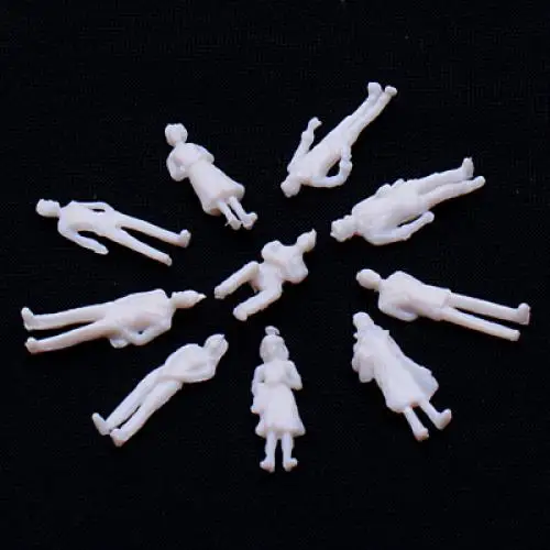 100pcs 1:100 Scale Unpainted Figures, Model Trains Architectural HO Stainding People for Miniature Scenes, Diorama Building