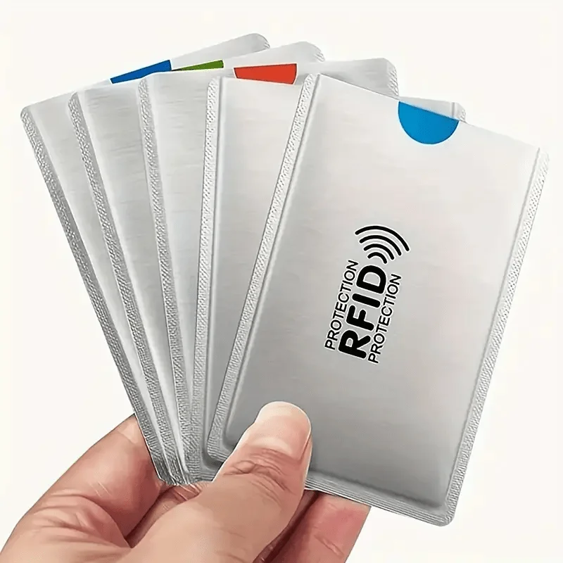 Cover per scheda schermante RFID da 5 pezzi: copertura protettiva antifurto per ID schermatura NFC e carta di credito, con design geometrico