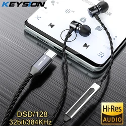 KEYSION USB-C auricolari HIFI DSD128 cuffie placcate auricolari dinamici 32bit 384KHz Hi-Res DAC tipo C auricolare per iPhone 15 Pro