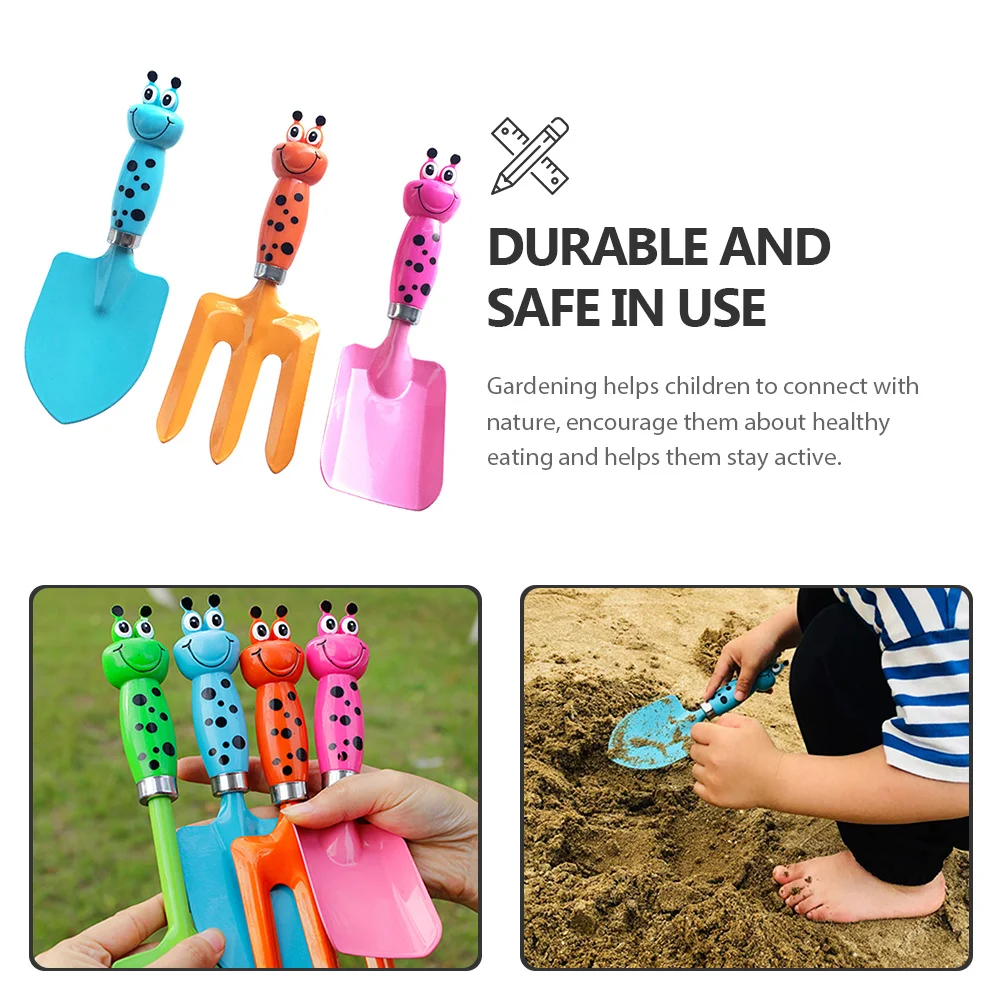 1 مجموعة 1 مجموعة من أدوات البستنة للأطفال مجموعة مجرفة رملية صغيرة أدوات حفر الزراعة في الهواء الطلق شوكة كرتونية مجموعة لعب حديقة الأطفال