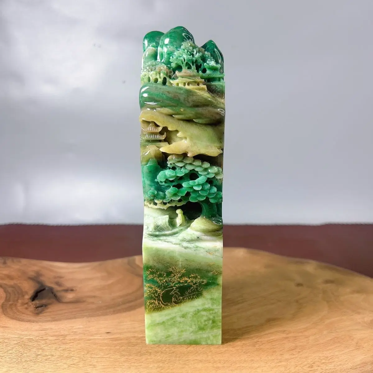 Jade landscape seal handmade jade lucky small ornament home collection
