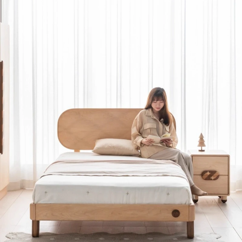 

MiG bed, high-end all-solid wood bed, simple Nordic furniture, hard maple black walnut 1.2 1.5 meters