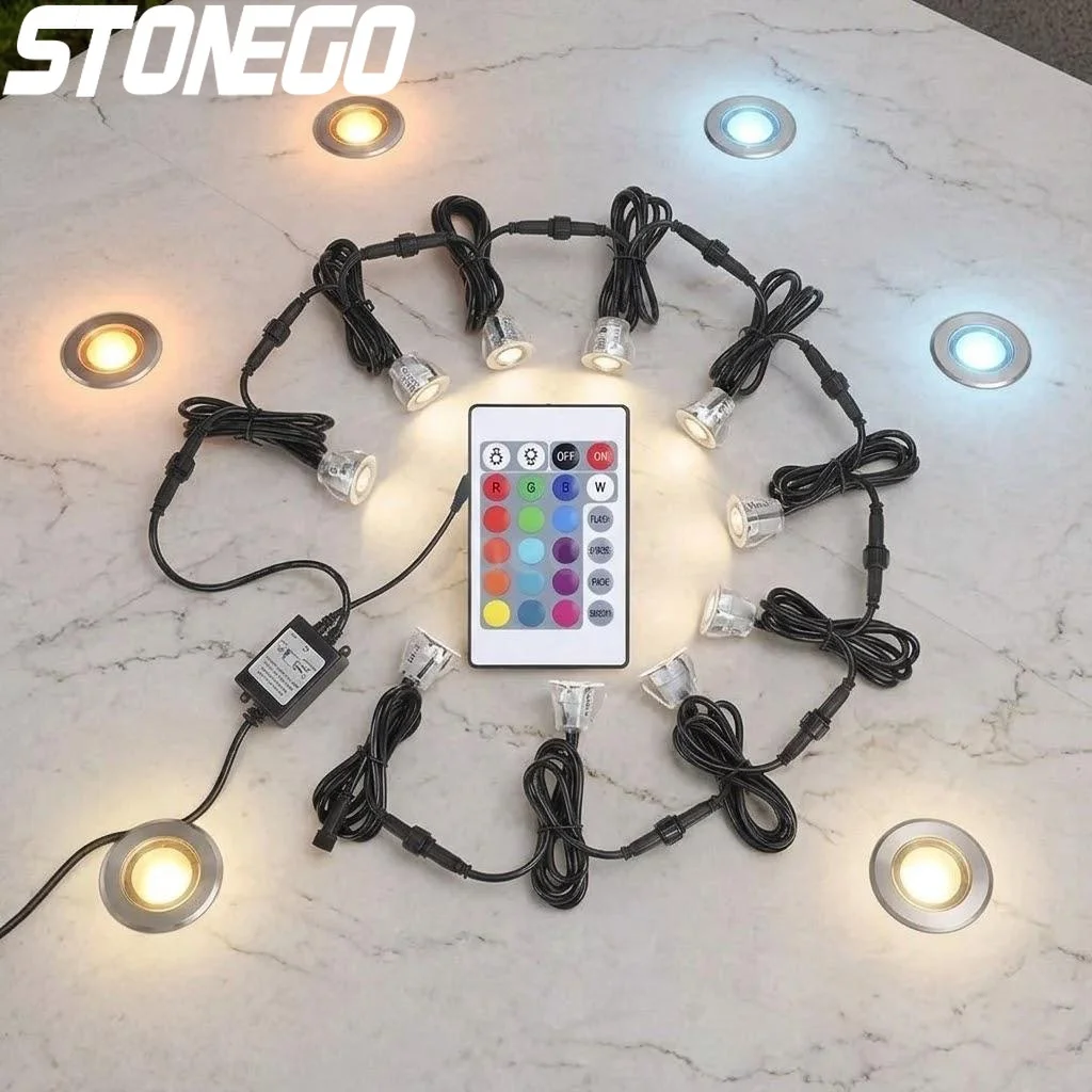 

Светодиодные встраиваемые светильники для террасы 32 мм, 06 Вт, 500 лм, RGBW, с изменением цвета, для наружного освещения, малые встраиваемые в грунт светильники