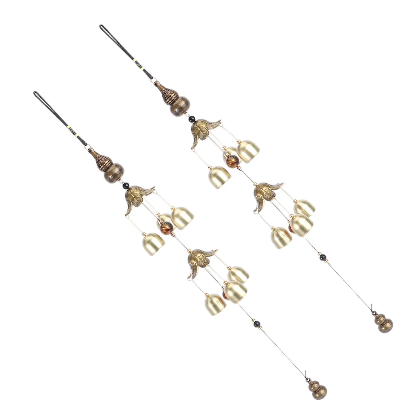 2Pcs Metal Wind Bell Lucky Small Wind Chimes Feng Shui Garden Bells Hanging Outdoor Patio Decor Prosperity Charm Blessing Sound