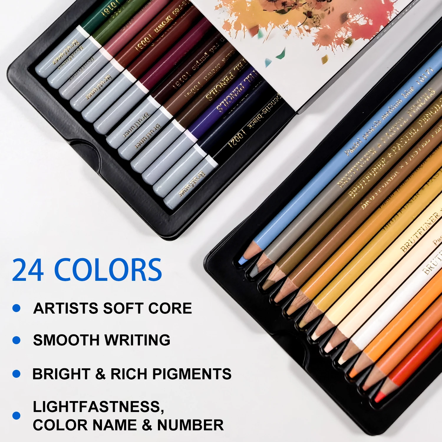 مجموعة رسم 24 قلم رصاص فحمي ملون ممتاز، أقلام طباشير فاسق، أقلام رصاص ملونة للصورة، لتلوين الفنانين والرسم