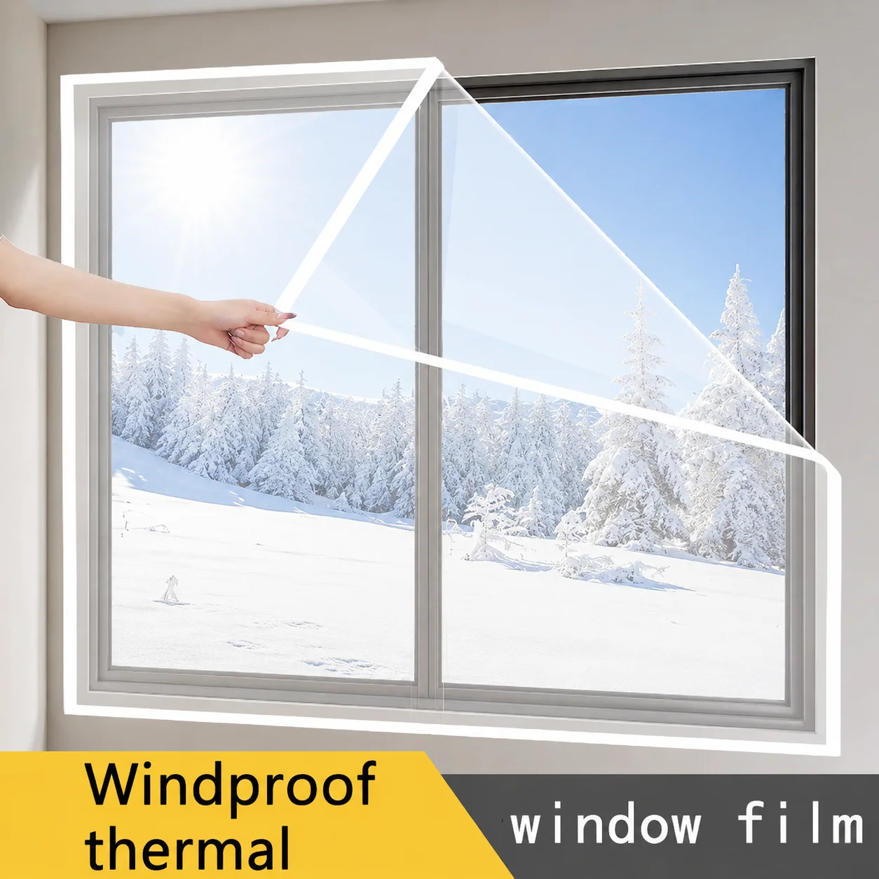 Clear EVA Window Insulation Kit, Self-Adhesive Thermal Draft Blocker Film for Weather Sealing & Energy Saving