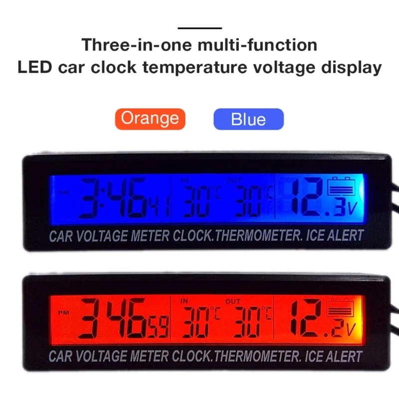 الرقمية LCD منضدية ساعة سيارة لوحة القيادة على مدار الساعة مكتب الوقت على مدار الساعة الفولتميتر