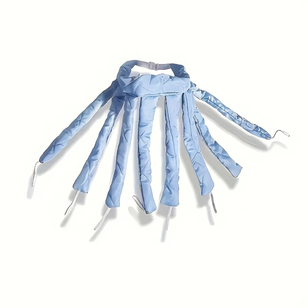 أداة تجعيد الشعر بين عشية وضحاها للنساء - حزام نوم على شكل أخطبوط باللون الأزرق/الوردي، يستخدم لموجات بدون حرارة، والعناية بالشعر الطويل #4