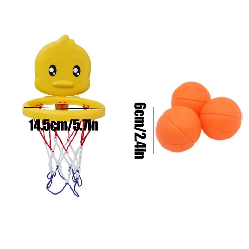 Basketball Bath Toy Cartoon Suction Basketball Hoop Portable Interactive Bathroom Game Water Play Set For Boys Girls Preschool