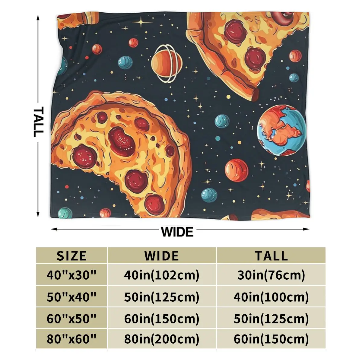 Pizza In Space Pattern Cosmic Foodie Design Whimsical Pizza Lover's Artwork Blanket Soft Warm Flannel Throw Blanket Plush Couch