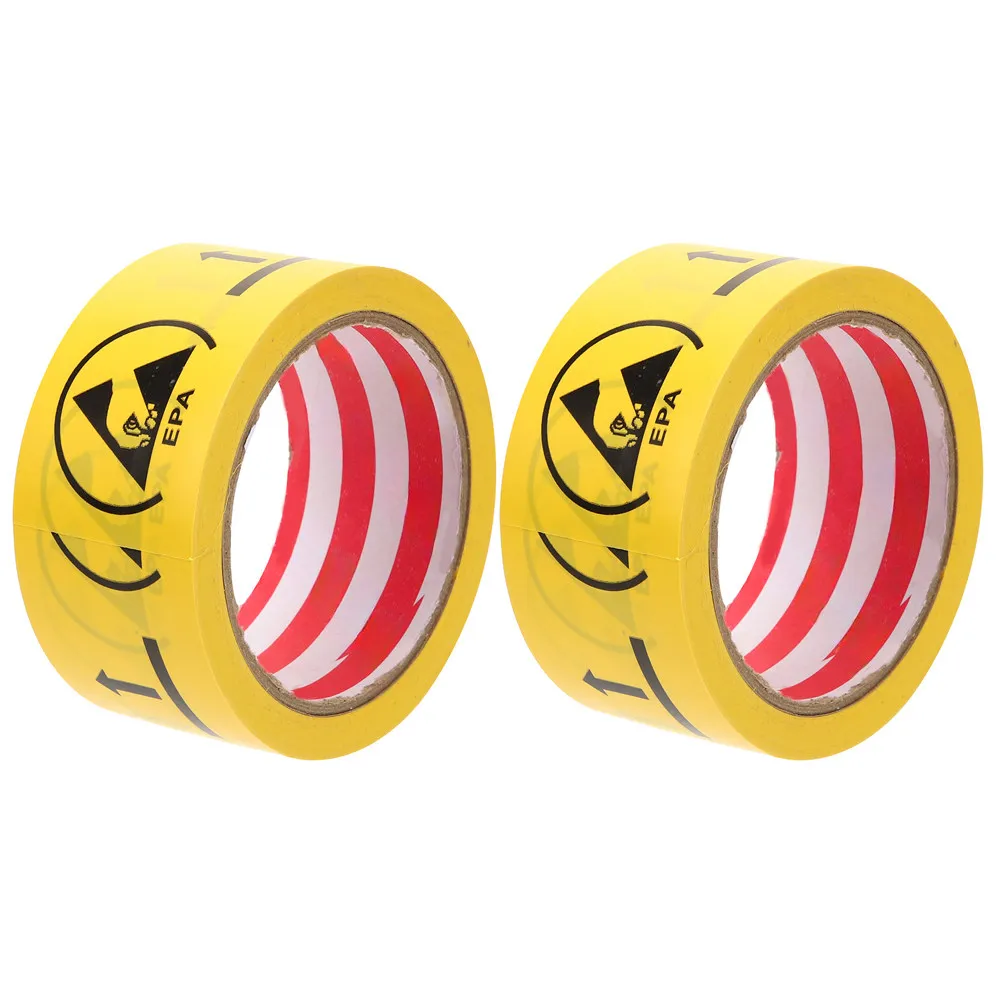 2 Rolls Static Warning Tapes Self Adhesive Caution Sign Stickers Tape Safety Warning Decorations Marking Floor Warning Decal
