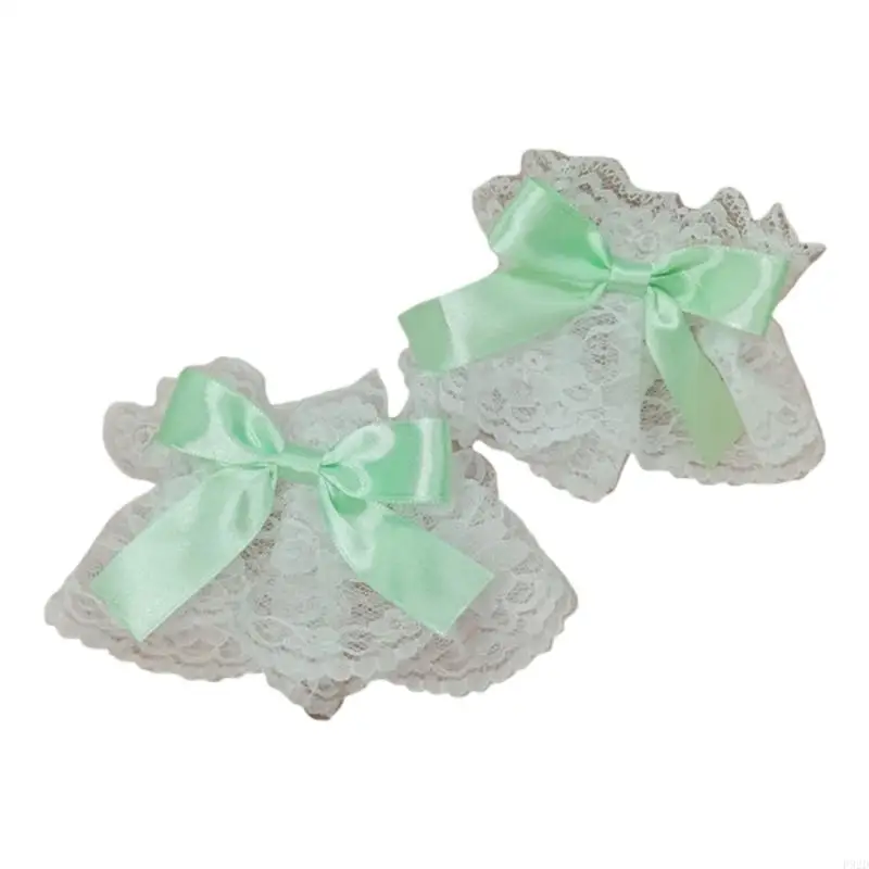 F92d القوطية لوليتا معصم الأصفاد الحلوة ساتان القوس الكشكشة الأزهار دانتيل تول سوار معصمه اليابانية خادمة تأثيري #4