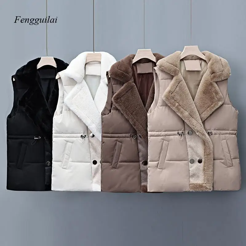 

Women's Warm Fleece Collar Puffer Gilet Casual Sleeveless Down Vest for Fall Winter