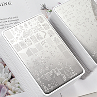 Nail Art Stamping Plate Rose Leaf Butterfly Design Nail Polish Printing Template Tool Stainless Steel Rectangular Printing Plate