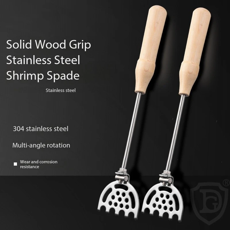 

304 Stainless Steel Bait Shrimp Shovel, Antarctic Shrimp Brick Dry Fish, Boat Sea Rock Fishing, Wooden Handle Spoon Fishing Gear