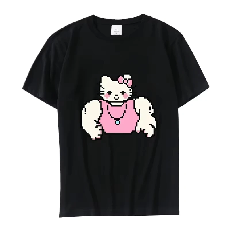 Camiseta gráfica de Hello Kitty y sus amigos para mujer, top con estampado de dibujos animados de anime para uso diario informal