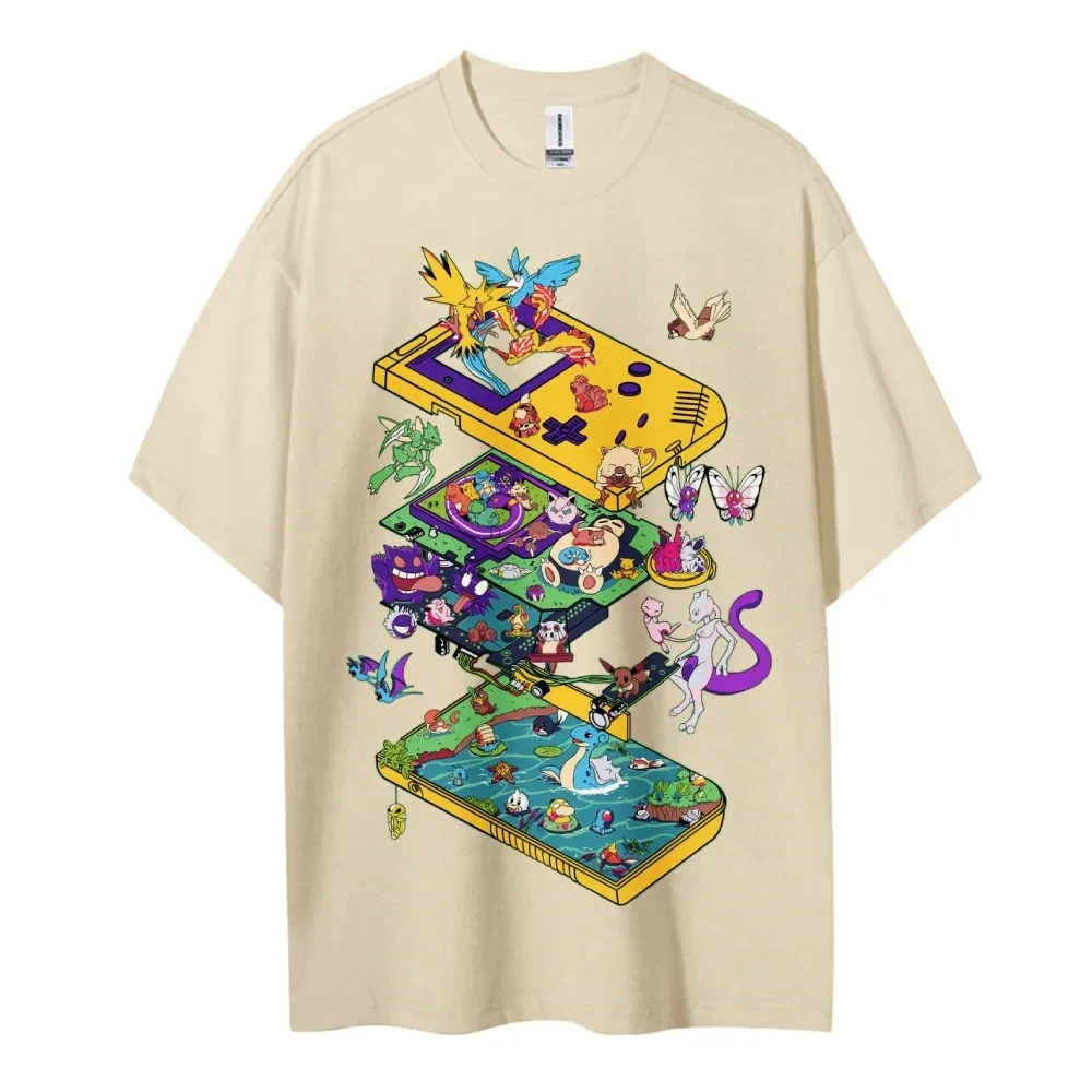 Pokemon T-shirt Heren Puur Katoen Casual Ronde Hals T-shirt Korte Mouw Kleding Zomer Sport Casual Korte Mouw Top