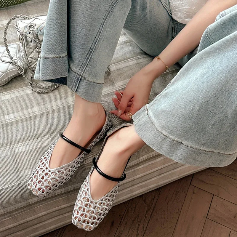 

Летние каникулы, неглубокие женские балетки на плоской подошве, удобная женская обувь Мэри Джейн без шнуровки на мягкой подошве с квадратным носком