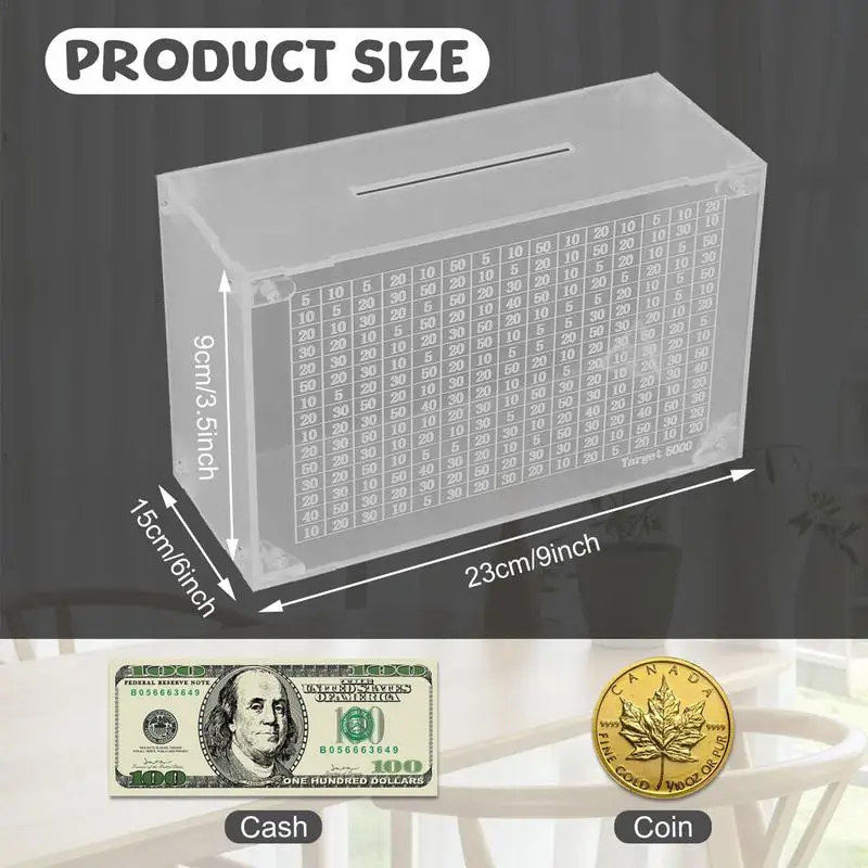 Clear Coin Bank For Boys And Girls Acrylic Money Saving Box Transparent Money Cash Saving Box Money Banks For Children Adults