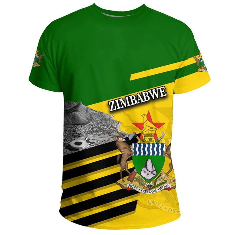 Zimbabwe National Flag Graphic T-shirt Summer Casual Streetwear