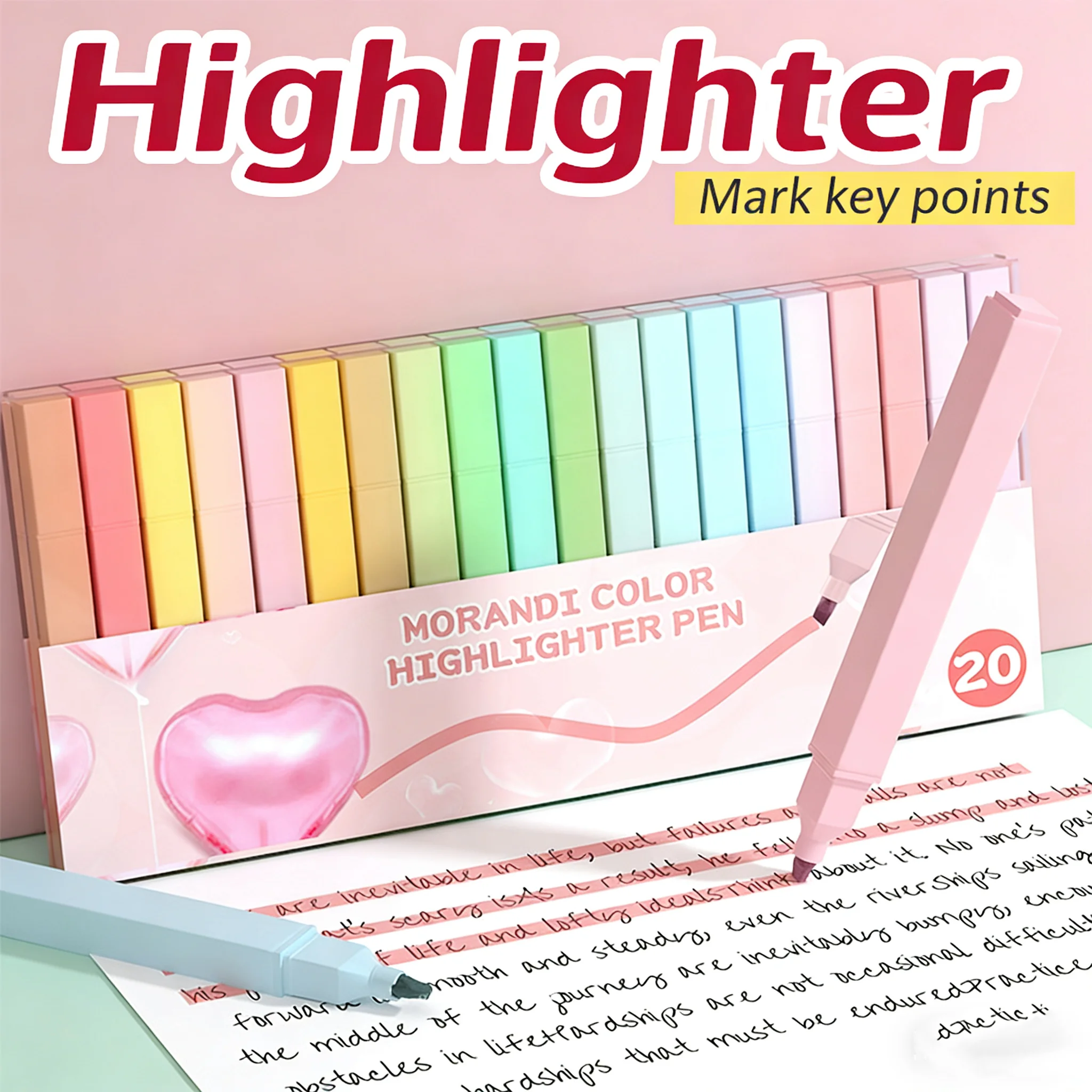 12-teiliges Set mit verschiedenen bunten Textmarkern, niedliche zufällige Farben, weiche Spitze, Schreibwarenmarkierungen für Studenten, ästhetische Bürobedarf