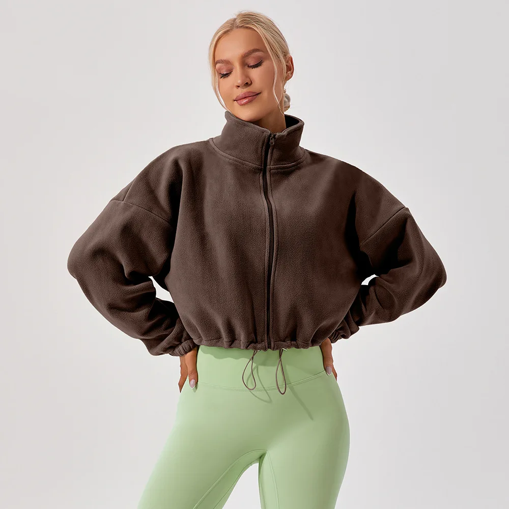 

Maxdutti 2026 Fashion Clothing Winter Stand Collar Loose And Plush Warm Running Casual Short Jacket Sports Jacket For Women Tops