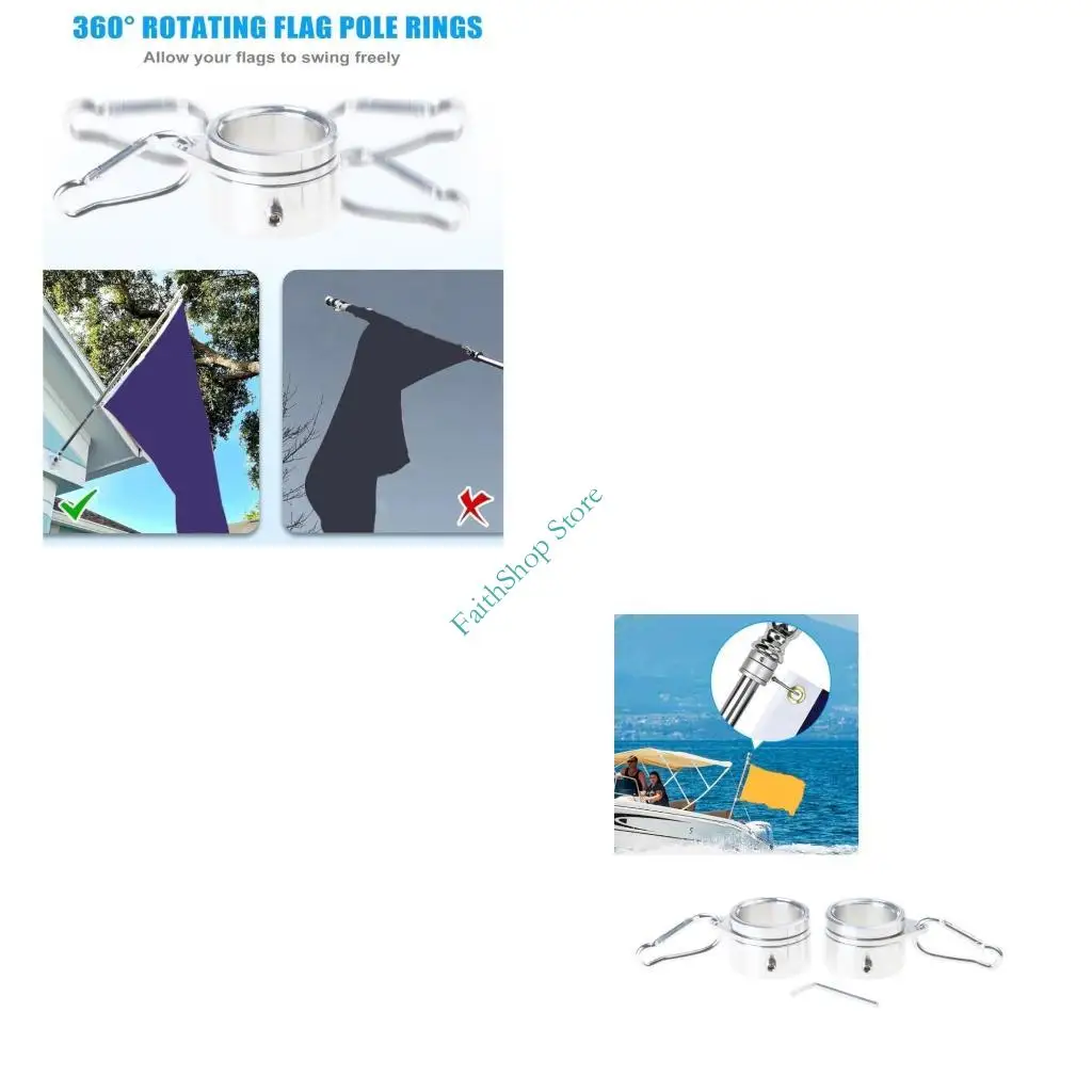 

124E Durable Flag Poles Rings With Stainless Steel Carabiner Flagpole Rings