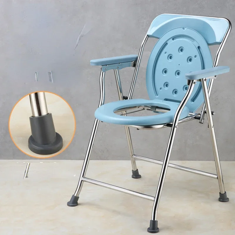 Stainless Steel Folding Toilet Chair  Robust Mobile Lavatory for Senior and Maternity Care, SimpleMaintenance Commode