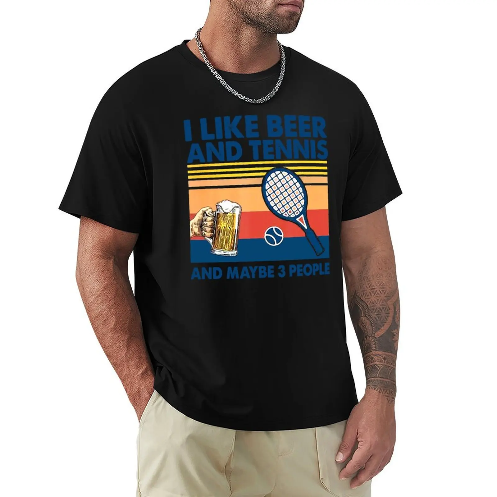 i like beer and tennis maybe 3 people T-Shirt Dry Fit Athletic Short Sleeve Shirt