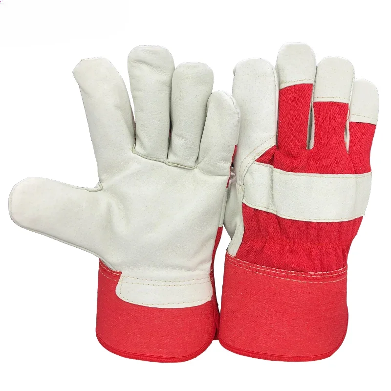 

Safety Men Working Palm Protection Glove Piggrain Leather Working Welding Glove Safety Protective Sports Wear-resisting Gloves