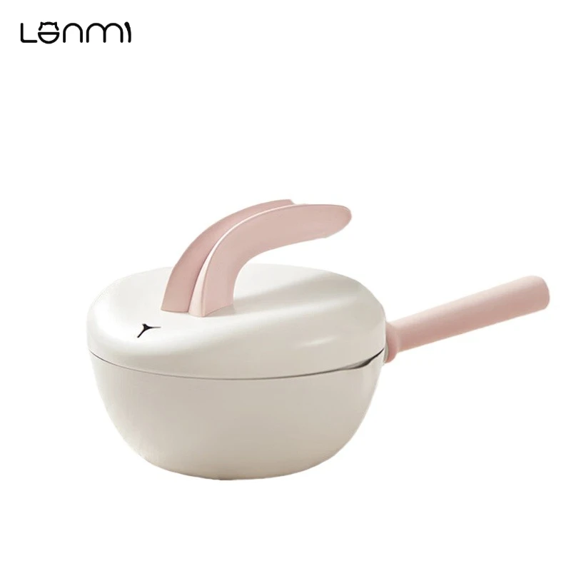 

LANMI 20/24CM Milk Pot Iron and Ceramics Camping Portable Milk Pan Saucepan Gift for Cooking Tool Iron Porcelain Integrated
