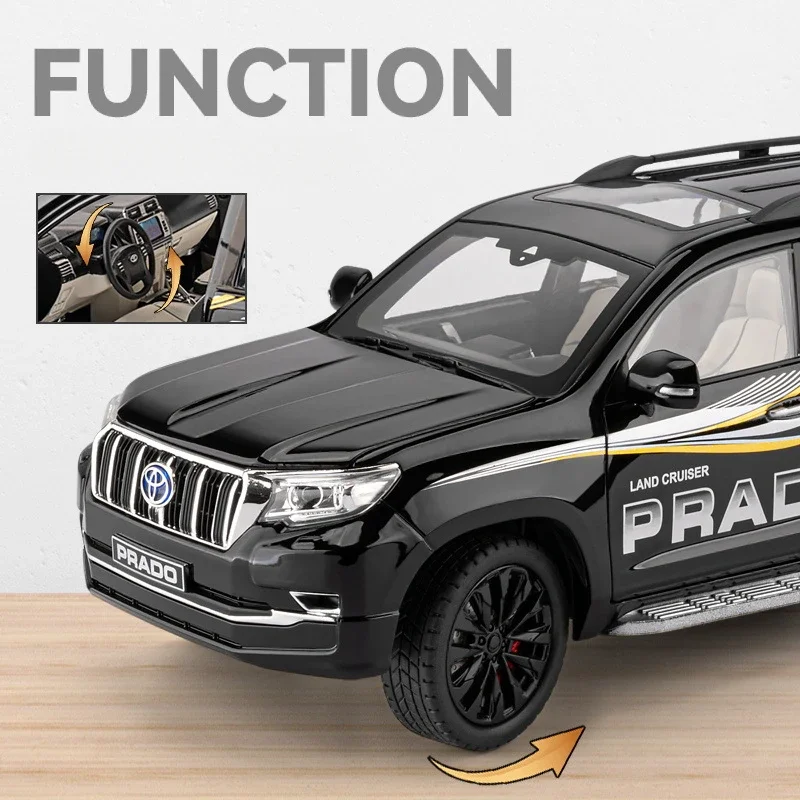 Toyota prado suv liga modelo de carro ornamento brinquedos diecast brinquedo genuíno lisence simulação 1/18 veículo menino homem presente aniversário voiture