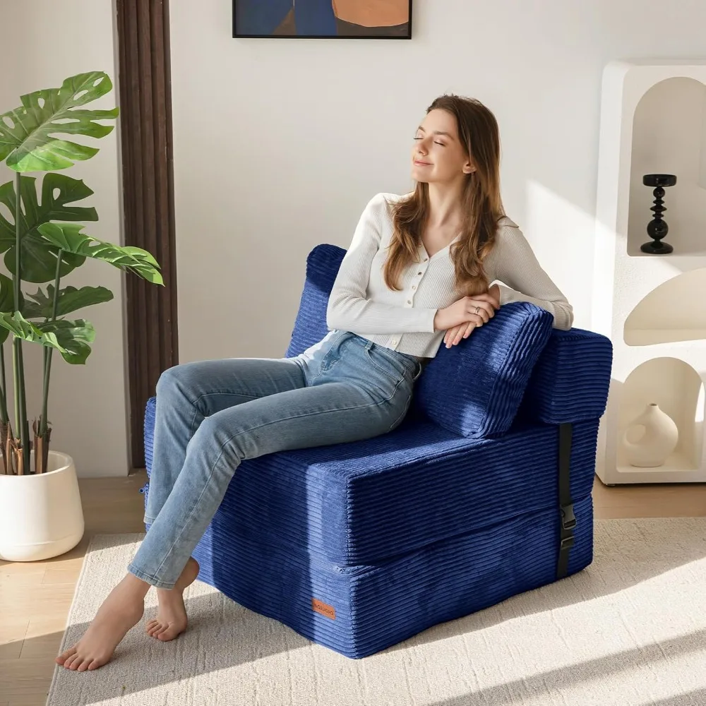 with High-Density Foam, Portable 4-in-1 Folding Chair for Lounge Seating Convertible Sofa Bed