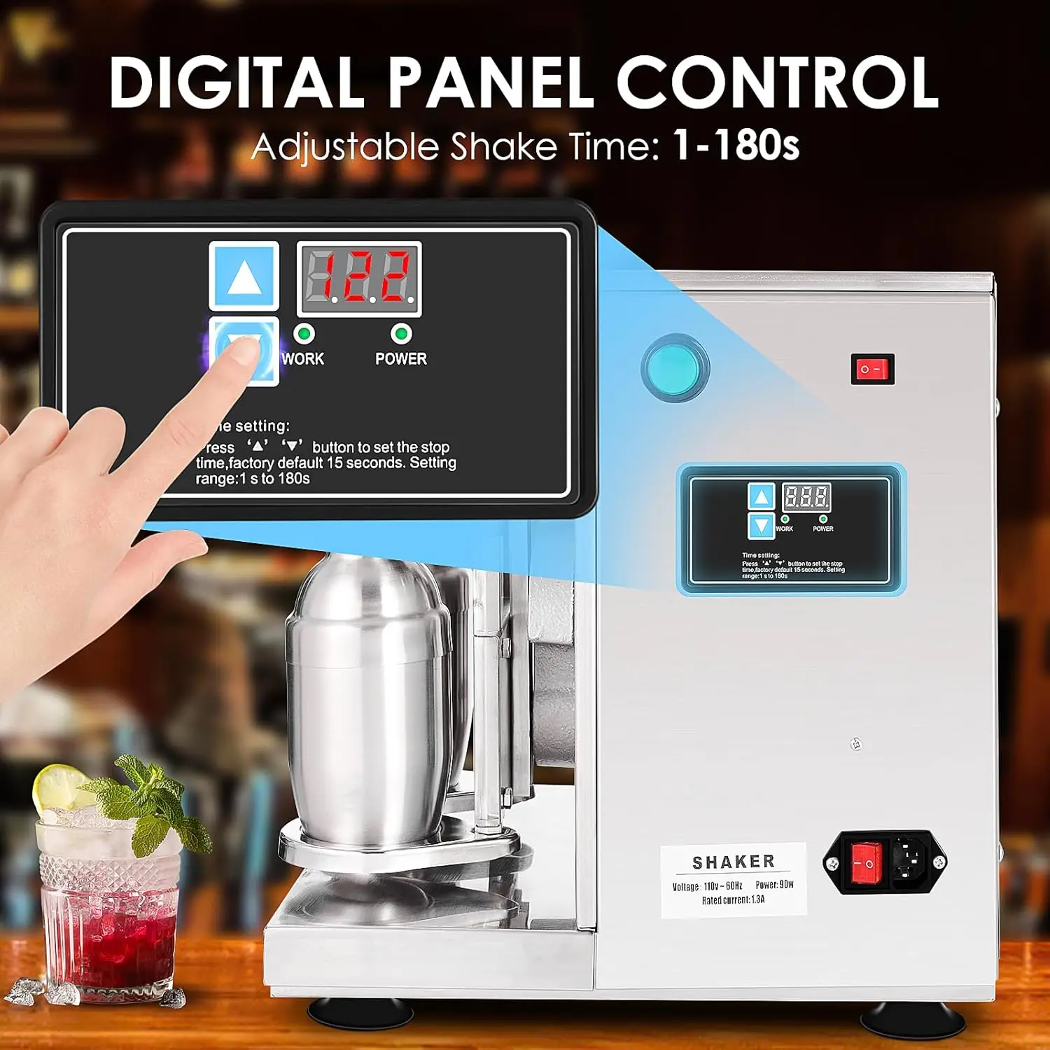 ماكينة اهتزاز كهربائية للشاي بالحليب ، إطار مزدوج أوتوماتيكي ، شاكر كوكتيل ، فولاذ مقاوم للصدأ ، أكواب مزدوجة ، 400r/min