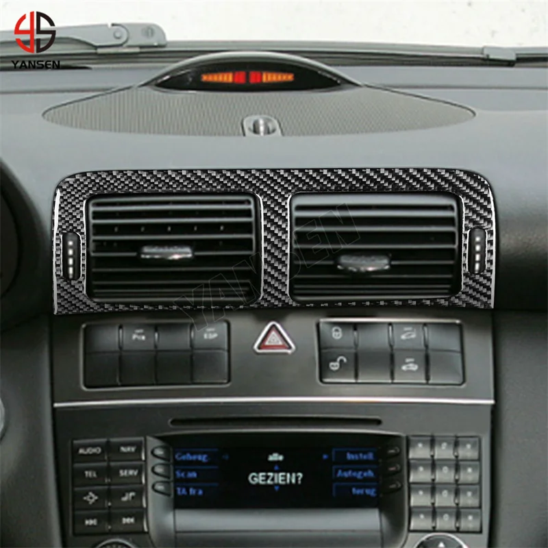 Car Center Console Air Conditioning Outlet Knob Carbon Fiber Sticker For Mercedes Benz C Class W203 2005-2007 Accessories